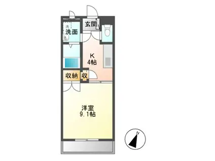 キャッスル123(1K/4階)の間取り写真