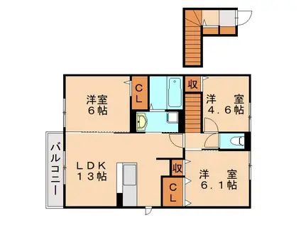 アーク伊都の杜 B棟(3LDK/2階)の間取り写真