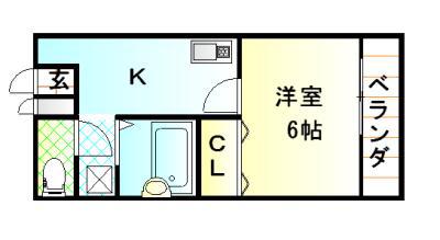 ヴィラパストラル2(1K/4階)の間取り写真