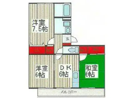 ベルメゾン・かわもと(3DK/1階)の間取り写真