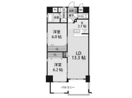 メゾンド・ファミーユ門司港(2LDK/7階)の間取り写真