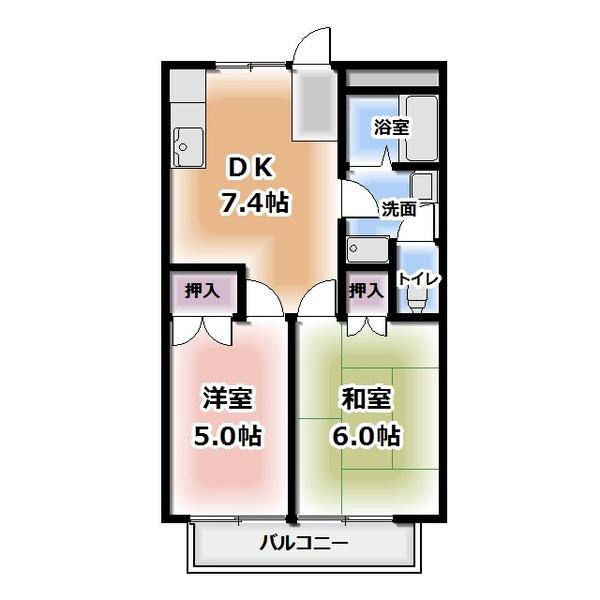 レジデンス栗島(2DK/2階)の間取り写真