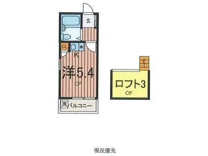 コープマリン旗の台(1K/2階)の間取り写真