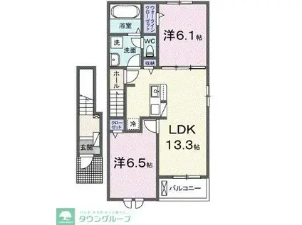 リリー青山(2LDK/2階)の間取り写真