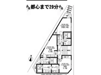 ヴィラ一之江(ワンルーム/1階)の間取り写真