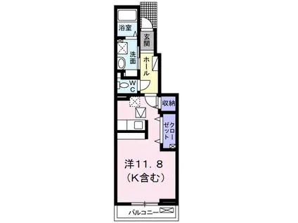 グランデマーレ(ワンルーム/1階)の間取り写真