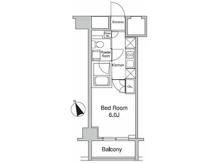 プラウドフラット蒲田II(1K/6階)の間取り写真