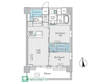 TERRA蚕糸の森(2LDK/8階)の間取り写真