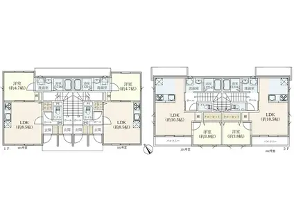 FLEURIER(1LDK/1階)の間取り写真