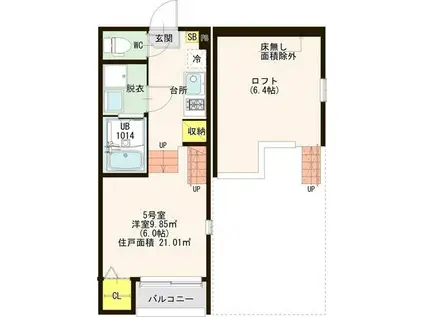 ハーモニーテラス柳堀町(ワンルーム/1階)の間取り写真