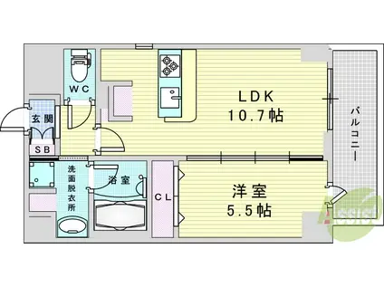 ハピネスガーデン新大阪(1LDK/3階)の間取り写真