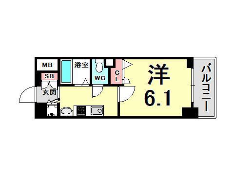 プレサンス神戸プレシャス(1K/3階)の間取り写真