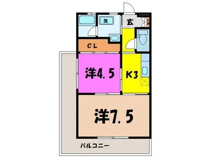 ブレーンハイム柴山(2K/3階)の間取り写真