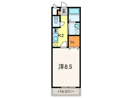 アンプルールリーブルソレアード(1K/2階)の間取り写真