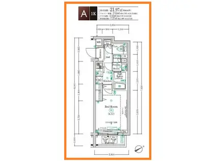 REILIS FUTAKO-SHINCHI THE FIRST.レイ(1K/3階)の間取り写真