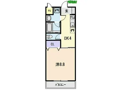 サニーホームズ末広(1DK/1階)の間取り写真