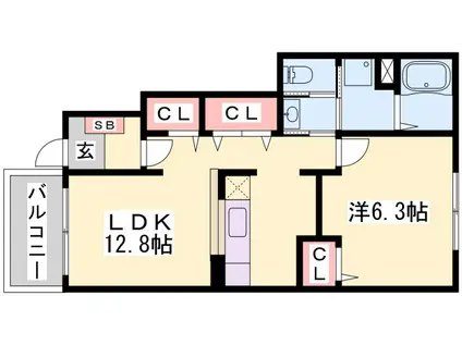 ピエ・デル・モンテII(1LDK/1階)の間取り写真
