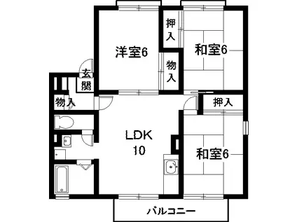 セジュール南アルプスB棟(3LDK/2階)の間取り写真