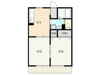 ルミエール立花(2DK/1階)の間取り写真