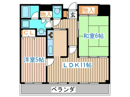 SSK若林(2LDK/6階)の間取り写真