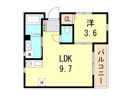 ハーモニーテラス北新宿3(ワンルーム/2階)の間取り写真