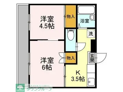 鴨下ハイツA(2K/1階)の間取り写真