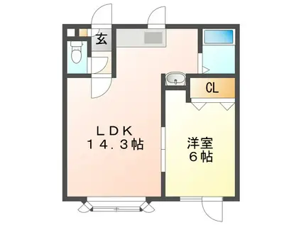 コーポソレイユIII(1LDK/2階)の間取り写真