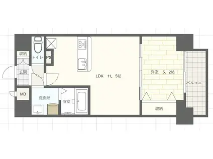 MISTRAL姫路駅前V(1LDK/4階)の間取り写真