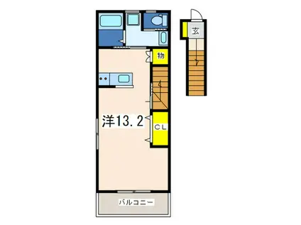 Tハウス(ワンルーム/2階)の間取り写真