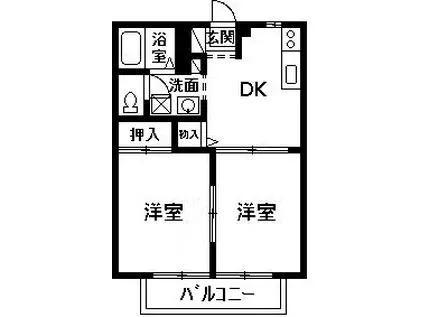 ロワール(2DK/2階)の間取り写真