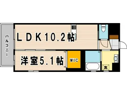 ルミエドール戸畑(1LDK/9階)の間取り写真