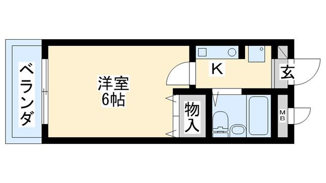 シティパレス富雄北(1K/3階)の間取り写真