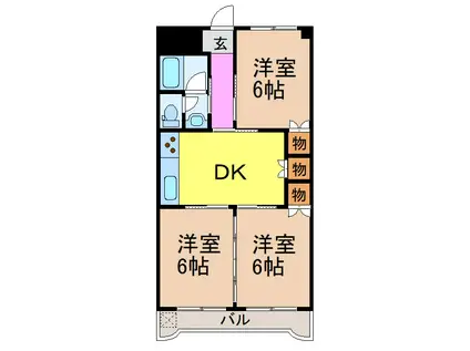 カームそうえん(3DK/1階)の間取り写真