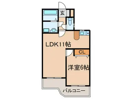 ウエルトータス(1LDK/1階)の間取り写真