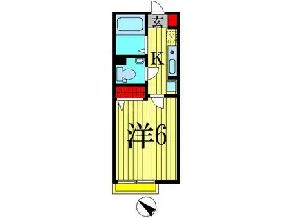 クレスト壱番館(1K/2階)の間取り写真