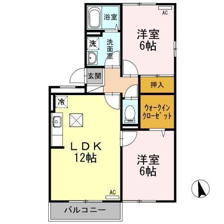 セブンワンテンC棟(2LDK/1階)の間取り写真