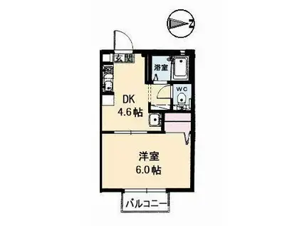 ピュアメゾン A棟(1DK/2階)の間取り写真