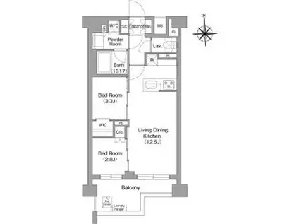 コンフォリア・リヴ大森西(2LDK/4階)の間取り写真
