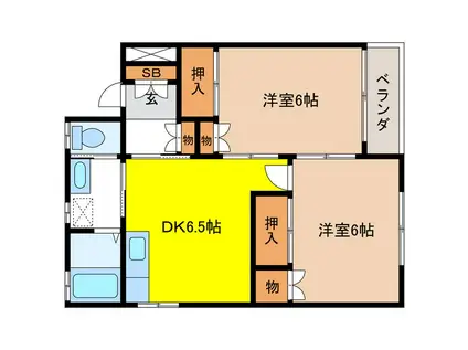 トーアコーポB(2DK/2階)の間取り写真