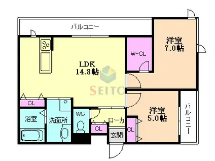 N-ETERNAL(2LDK/3階)の間取り写真