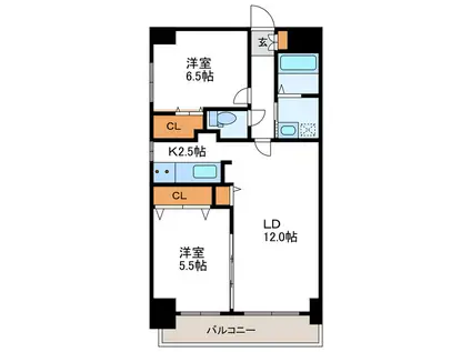 ラディア近代美術館前(2LDK/6階)の間取り写真