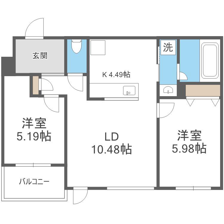 PORTE-BONHEUR(2LDK/4階)の間取り写真