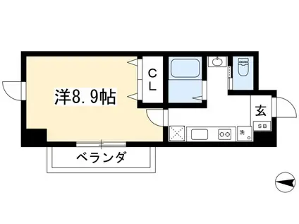 CALM北山(1K/4階)の間取り写真