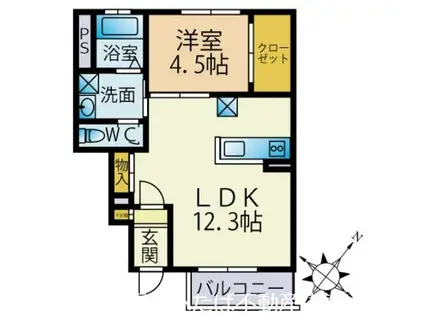 サンハイム麦野(1LDK/2階)の間取り写真