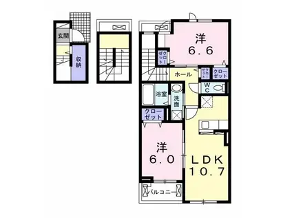 ウィステリア・イースト(2LDK/3階)の間取り写真