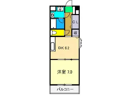 グレイス天王(1DK/2階)の間取り写真