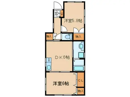 カームリィライフ(2DK/1階)の間取り写真