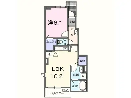 モンフル柏原 II(1LDK/1階)の間取り写真