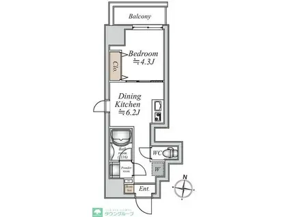 グランカーサ大島(1DK/3階)の間取り写真
