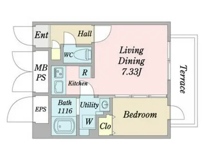 QUADOR 名古屋ウエスト(1LDK/1階)の間取り写真